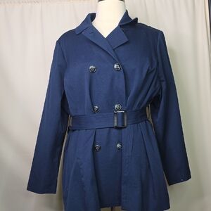 41 Hawthorn Plus Size 3X Women's Navy Trench Coat Top NWOT